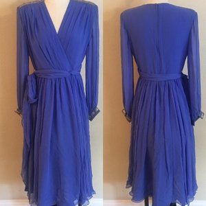 Jack Bryan Vintage Chiffon Blue Beaded Dress